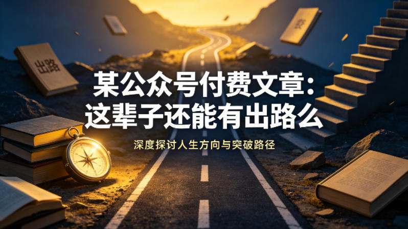 某公众号付费文章：这辈子还能有出路么-玻哥网络技术工作室