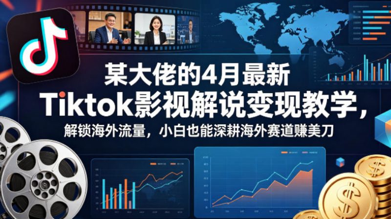 某大佬的4月最新Tiktok影视解说变现教学，解锁海外流量，小白也能深耕海外赛道賺美刀-玻哥网络技术工作室