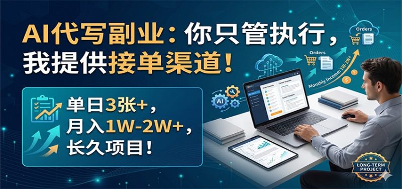 AI代写副业：你只管执行，我提供接单渠道！单日3张+，月入1W-2W+，长久项目-玻哥网络技术工作室