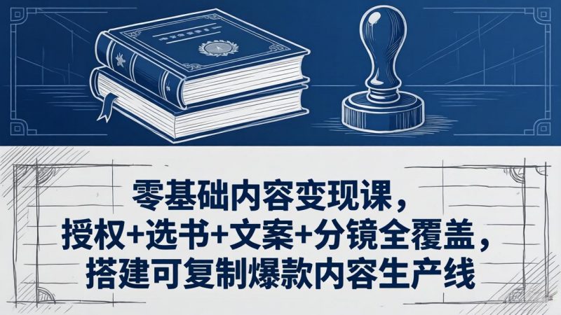 零基础内容变现课，授权+选书+文案+分镜全覆盖，搭建可复制爆款内容生产线-玻哥网络技术工作室
