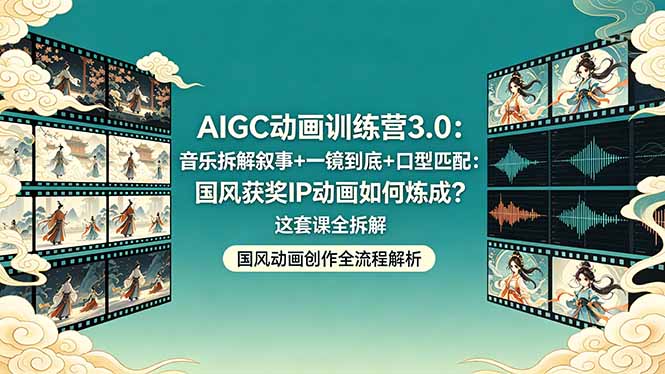 AIGC动画训练营3.0：音乐拆解叙事+一镜到底+口型匹配：国风获奖IP动画如何炼成？这套课全拆解-玻哥网络技术工作室