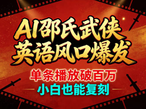 AI邵氏武侠英语风口爆发，单条播放破百万，小白也能复刻-玻哥网络技术工作室
