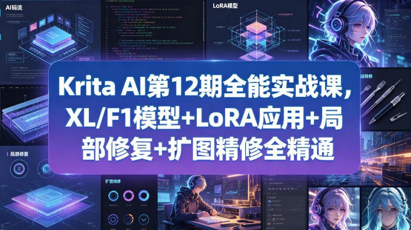Krita AI第12期全能实战课，XL/F1模型+LoRA应用+局部修复+扩图精修全精通-玻哥网络技术工作室