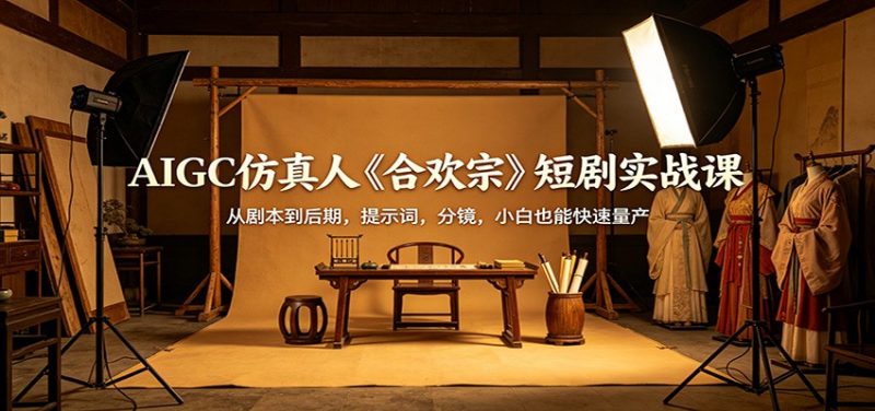 AIGC仿真人《合欢宗》短剧实战课：从剧本到后期，提示词，分镜，小白也能快速量产-玻哥网络技术工作室