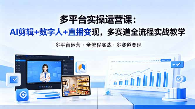某团队多平台实操运营课-更新26年4月29：AI剪辑+数字人+直播变现，多赛道全流程实战教学-玻哥网络技术工作室