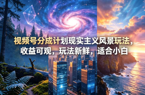 视频号分成计划现实主义风景玩法，收益可观，玩法新鲜，适合小白-玻哥网络技术工作室