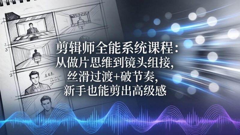 剪辑师全能系统课程：从做片思维到镜头组接，丝滑过渡+破节奏，新手也能剪出高级感-玻哥网络技术工作室