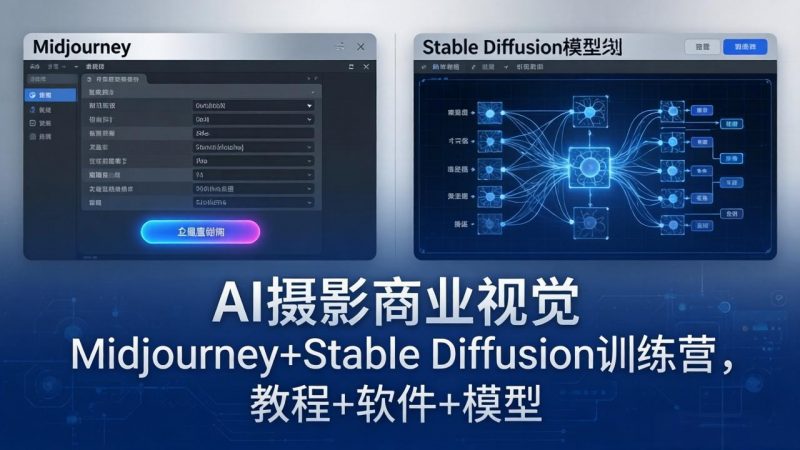 AI摄影商业视觉Midjourney+Stable Diffusion训练营，教程+软件+模型-玻哥网络技术工作室