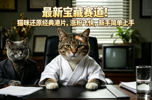 最新宝藏赛道！猫咪还原经典港片，涨粉飞快，新手简单上手-玻哥网络技术工作室