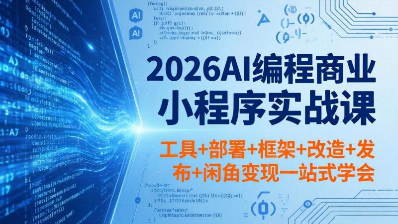 2026AI编程商业小程序实战课，工具+部署+框架+改造+发布+闲鱼变现一站式学会-玻哥网络技术工作室