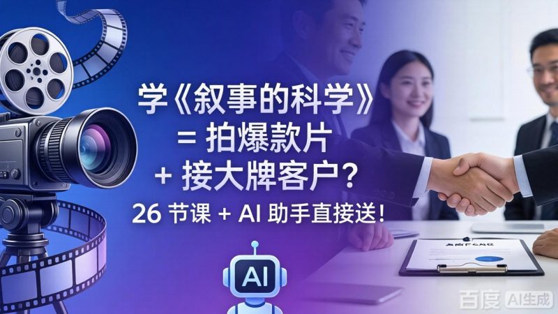 学《叙事的科学》= 拍爆款片 + 接大牌客户？26 节课 + AI 助手直接送！-玻哥网络技术工作室