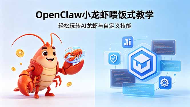 不用懂技术！OpenClaw小龙虾喂饭式教学，轻松玩转AI龙虾与自定义技能-玻哥网络技术工作室