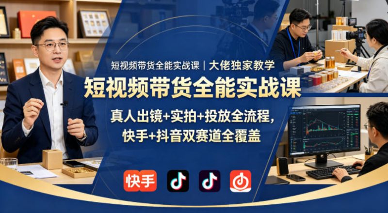 短视频带货全能实战课｜大佬独家教学，真人出镜+实拍+投放全流程，快手+抖音双赛道全覆盖-玻哥网络技术工作室