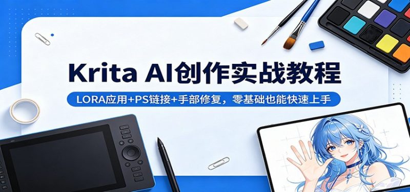 Krita AI创作实战教程：LORA应用+PS链接+手部修复，零基础也能快速上手-玻哥网络技术工作室