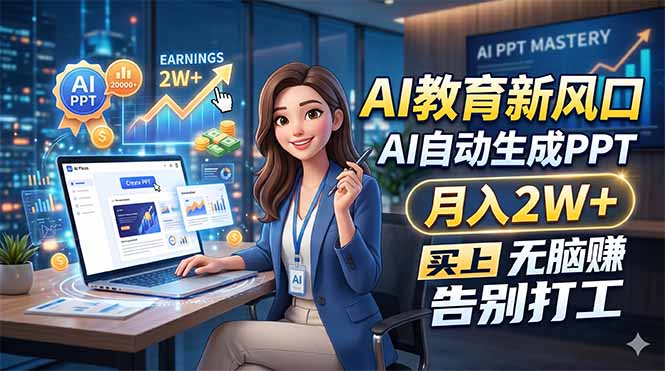AI教育新风口，AI自动生成PPT，月入2W+，无脑赚，告别打工-玻哥网络技术工作室