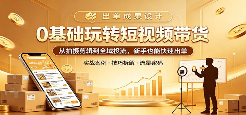 0基础玩转短视频带货：从拍摄剪辑到全域投流，新手也能快速出单-玻哥网络技术工作室