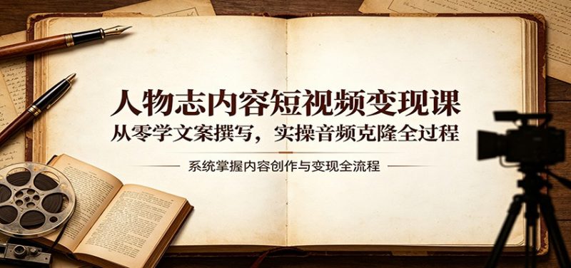 人物志内容短视频变现课：从零学文案撰写，实操音频克隆全过程-玻哥网络技术工作室