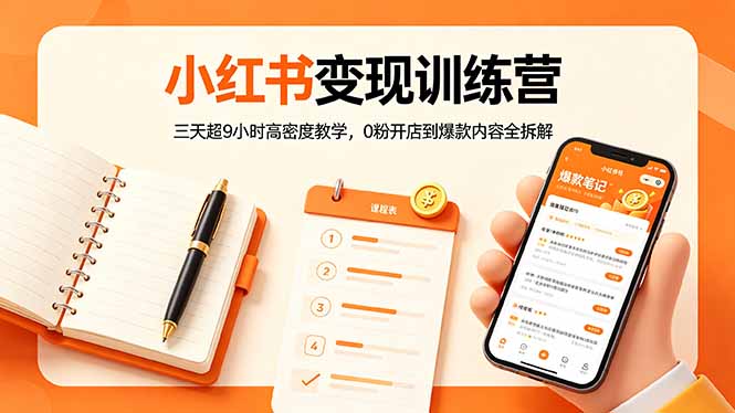 小红书变现训练营：三天超9小时高密度教学，0粉开店到爆款内容全拆解-玻哥网络技术工作室