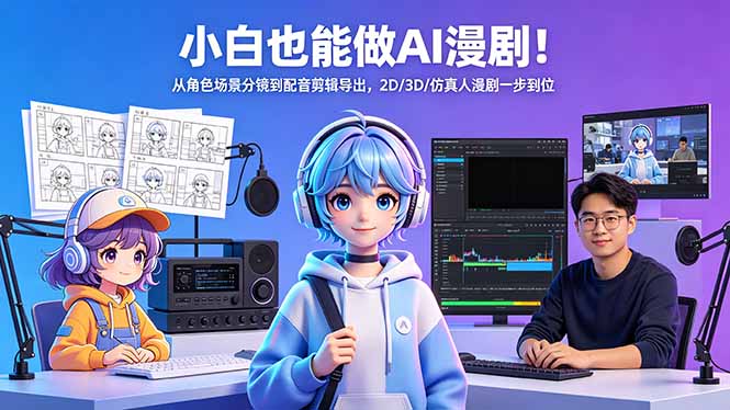 小白也能做AI漫剧!从角色场景分镜到配音剪辑导出,2D/3D/仿真人漫剧一步到位-玻哥网络技术工作室