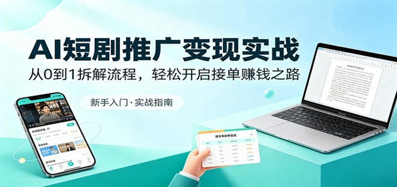 AI短剧推广变现实战：从0到1拆解流程，轻松开启接单赚钱之路-玻哥网络技术工作室