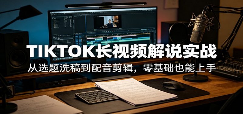 TIKTOK长视频解说实战:从选题洗稿到配音剪辑,零基础也能上手-玻哥网络技术工作室