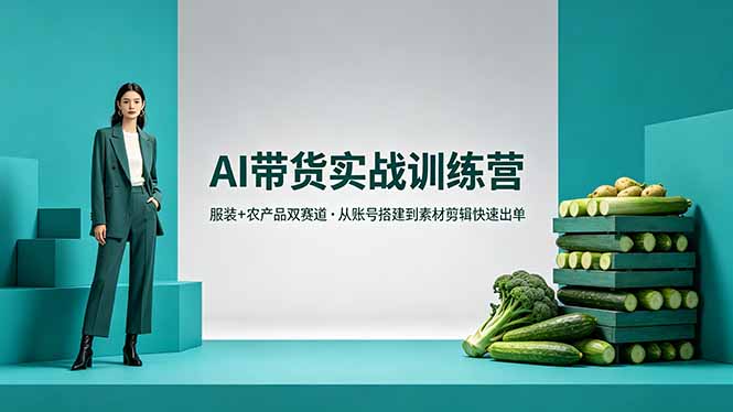 AI带货实战训练营,服装+农产品双赛道,从账号搭建到素材剪辑快速出单-玻哥网络技术工作室