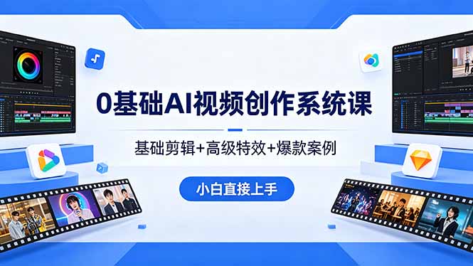0基础AI视频创作系统课,基础剪辑+高级特效+爆款案例,小白直接上手-玻哥网络技术工作室