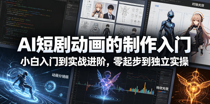 AI短剧动画的制作入门，小白入门到实战进阶，零起步到独立实操-玻哥网络技术工作室