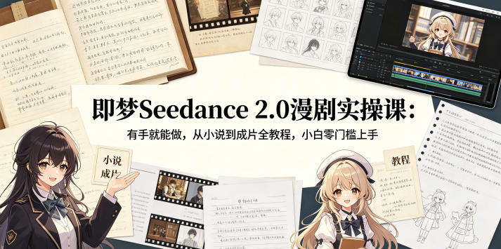 即梦Seedance 2.0漫剧实操课：有手就能做，从小说到成片全教程，小白零门槛上手-玻哥网络技术工作室