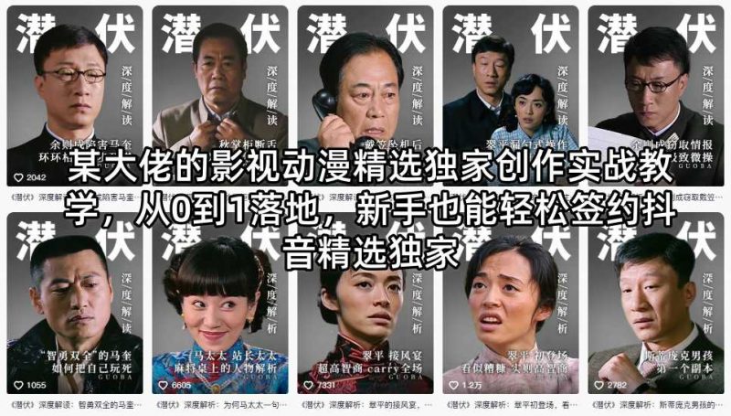 某大佬的影视动漫精选独家创作实战教学，从0到1落地，新手也能轻松签约抖音精选独家-玻哥网络技术工作室