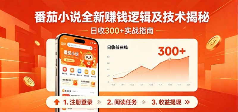 番茄小说全新赚钱逻辑及技术日收300+，小白新书皆可做！无脑赚就行了！-玻哥网络技术工作室
