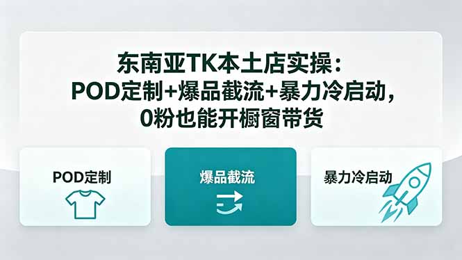 东南亚TK本土店实操:POD定制+爆品截流+暴力冷启动,0粉也能开橱窗带货-玻哥网络技术工作室