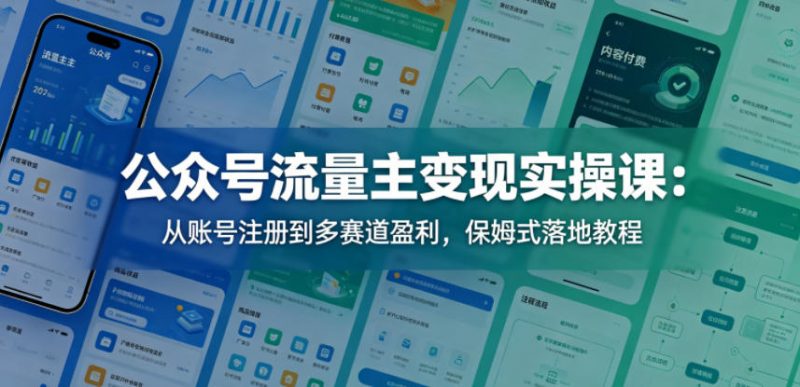 公众号流量主变现实操课:从账号注册到多赛道盈利,保姆式落地教程-玻哥网络技术工作室