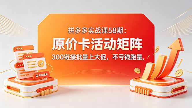 拼多多实战课58期：原价卡活动矩阵，300链接批量上大促，不亏钱跑量-玻哥网络技术工作室