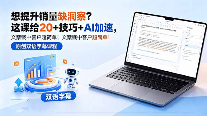 想提升销量缺洞察？这课给 20 + 技巧 + AI 加速，文案戳中客户超简单！【原创双语字幕】-玻哥网络技术工作室