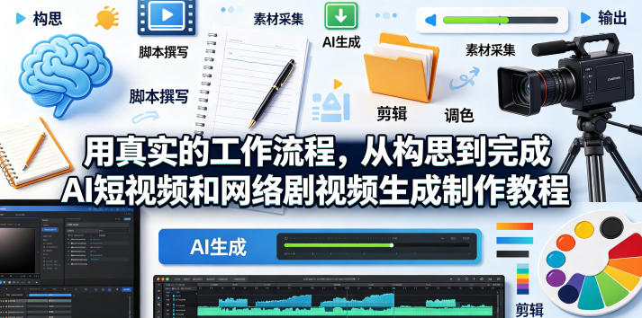 用真实的工作流程，从构思到完成AI短视频和网络剧视频生成制作教程-中英字幕-玻哥网络技术工作室