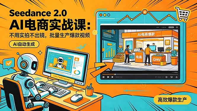 Seedance 2.0 AI电商实战课：不用实拍不出镜，批量生产爆款视频打爆GMV-玻哥网络技术工作室