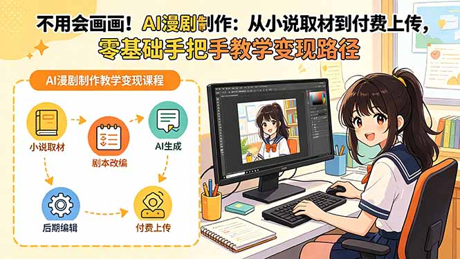 不用会画画！AI漫剧制作：从小说取材到付费上传，零基础手把手教学变现路径-玻哥网络技术工作室