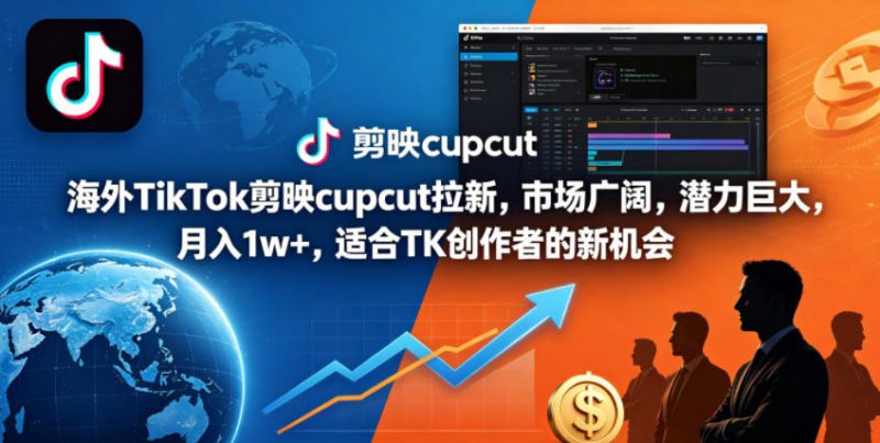 海外TikTok剪映cupcut拉新，市场广阔，潜力巨大，月入1w+，适合TK创作者的新机会-玻哥网络技术工作室