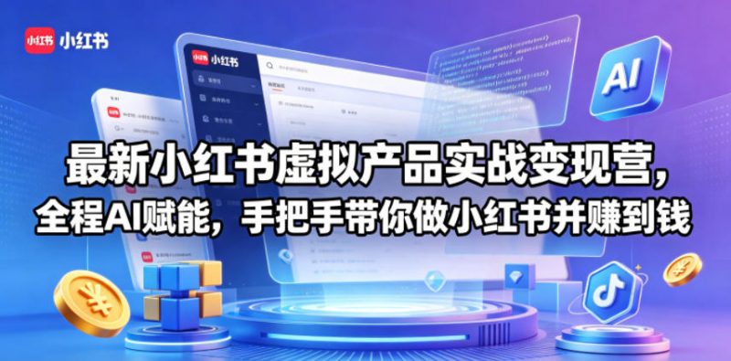 最新小红书虚拟产品实战变现营，全程AI赋能，手把手带你做小红书并赚到钱-玻哥网络技术工作室