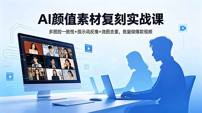 AI颜值素材复刻实战课，多图控一致性+提示词反推+洗图去重，批量做爆款视频-玻哥网络技术工作室