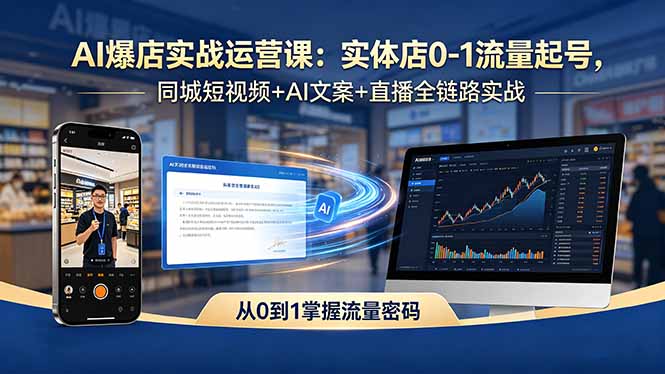 AI爆店实战运营课：实体店0-1流量起号，同城短视频+AI文案+直播全链路实战-玻哥网络技术工作室