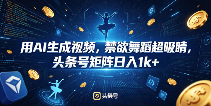 用AI生成视频，禁欲舞蹈超吸睛，头条号矩阵日入1k+-玻哥网络技术工作室