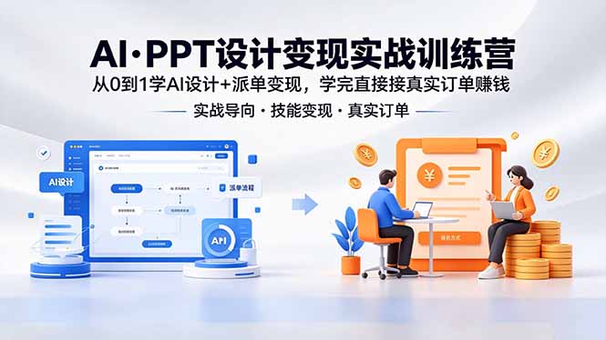 AI·PPT设计变现实战训练营，从0到1学AI设计+派单变现，学完直接接真实订单赚钱-玻哥网络技术工作室