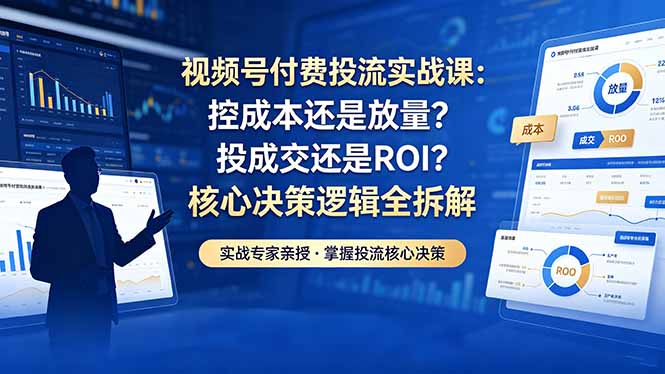 视频号付费投流实战课-5月：控成本还是放量？投成交还是ROI？核心决策逻辑全拆解-玻哥网络技术工作室