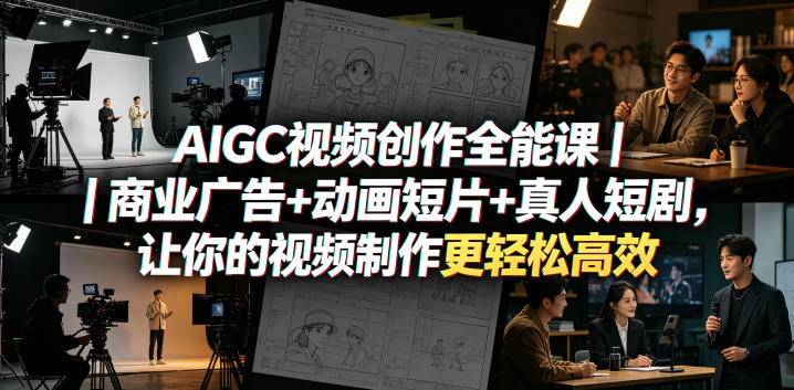 AIGC视频创作全能课｜商业广告+动画短片+真人短剧，让你的视频制作更轻松高效-玻哥网络技术工作室