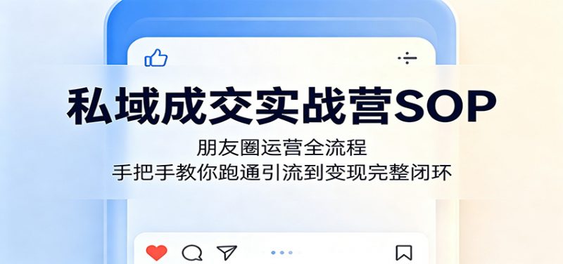 私域成交实战营SOP：朋友圈运营全流程，手把手教你跑通引流到变现完整闭环-玻哥网络技术工作室