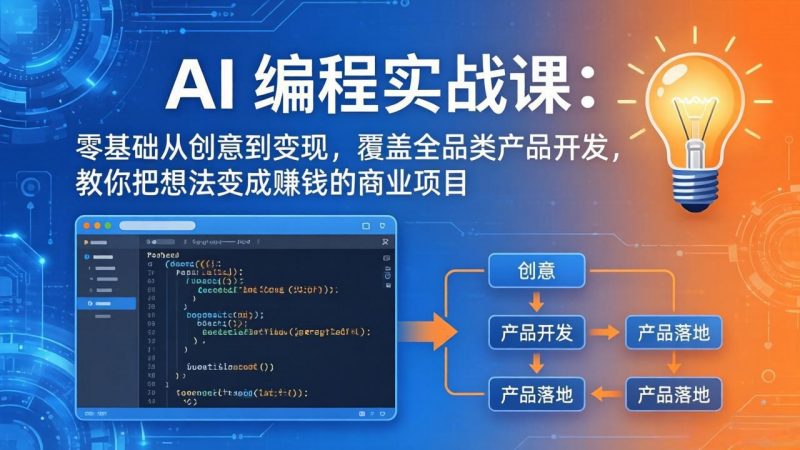 AI编程实战课-第三期-5月9更新：零基础从创意到变现，覆盖全品类产品开发，把想法变成赚钱项目-玻哥网络技术工作室