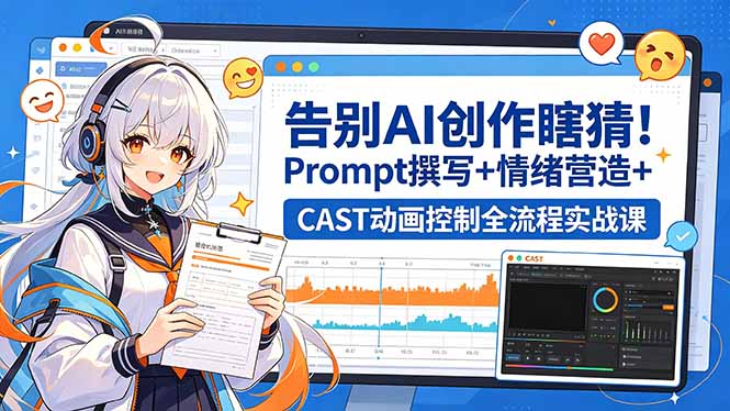 告别AI创作瞎猜！Prompt撰写+情绪营造+CAST动画控制全流程实战课-玻哥网络技术工作室