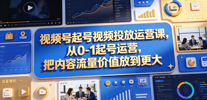 视频号起号视频投放运营课，从0-1起号运营，把内容流量价值放到更大-玻哥网络技术工作室